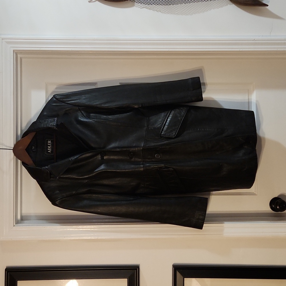 Vintage black Adler Collection leather coat women's M